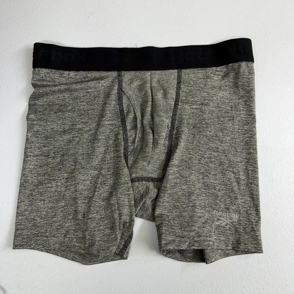 Reebok men's gray fitted stretch performance boxer briefs underwear small